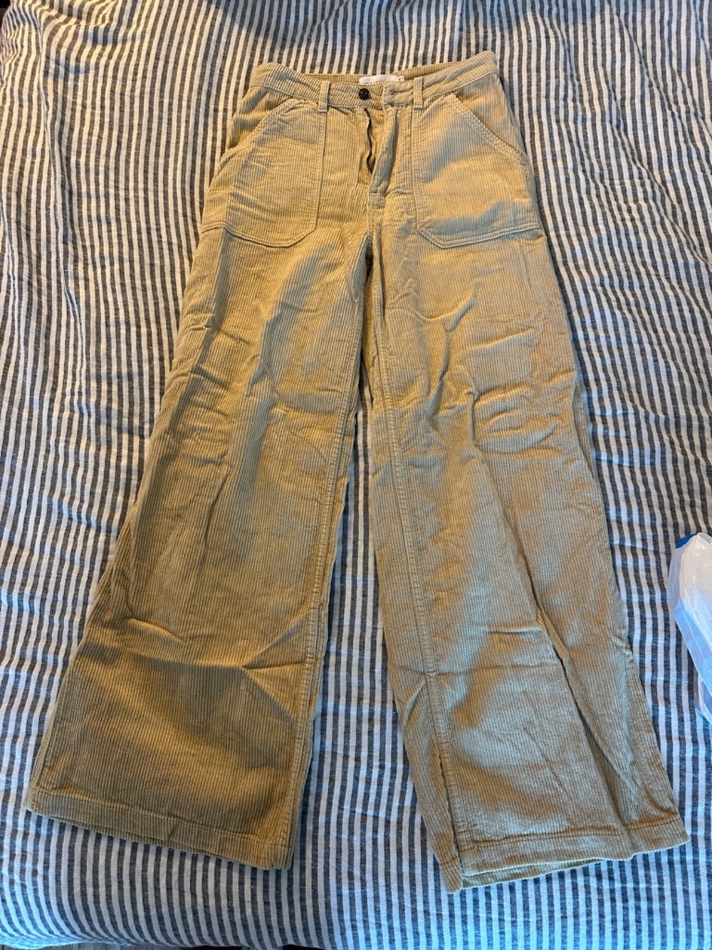 One Mile the Label Wide-Leg Tan Corduroy Pants
